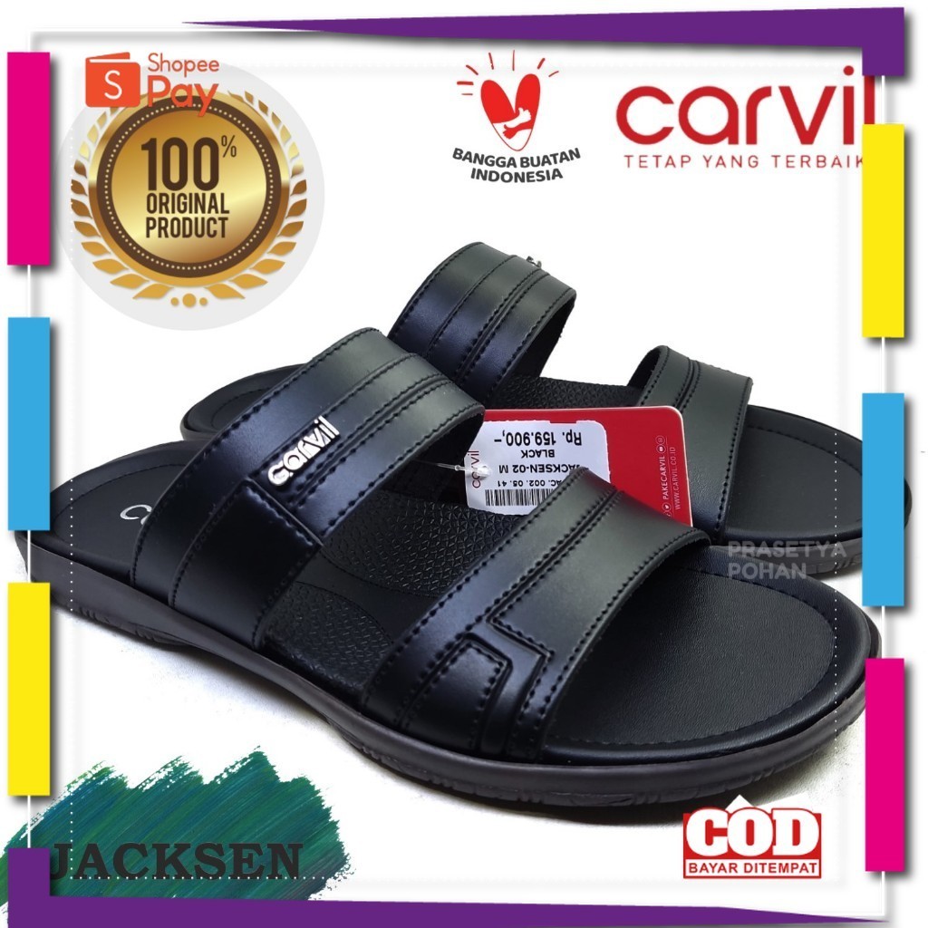 [PREMIUM ORIGINAL] Sandal Kulit Pria Slop Carvil Original - Sendal Slide Pria Kulit Original Carvil