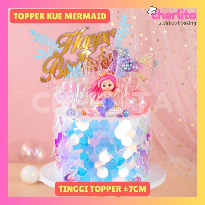 Topper Cake Mermaid Putri Duyung Hiasan Kue Ulang Tahun Cantik Anak Perempuan