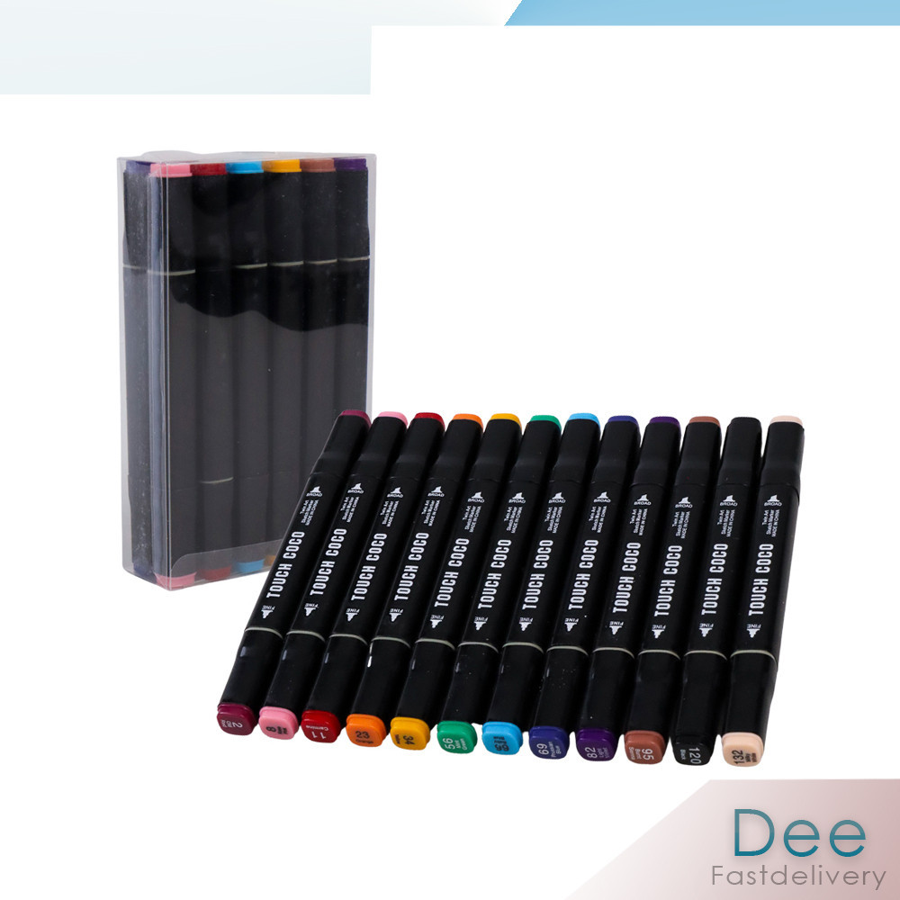 

Touch Spidol Dual Side Fine Art Brush Pen Art Marker Set 12 Color