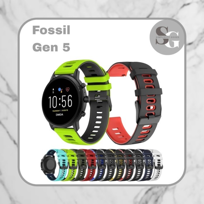 STRAP FOSSIL GEN 5 SMART WATCH DUAL COLOR SILICONE TALI JAM 22MM