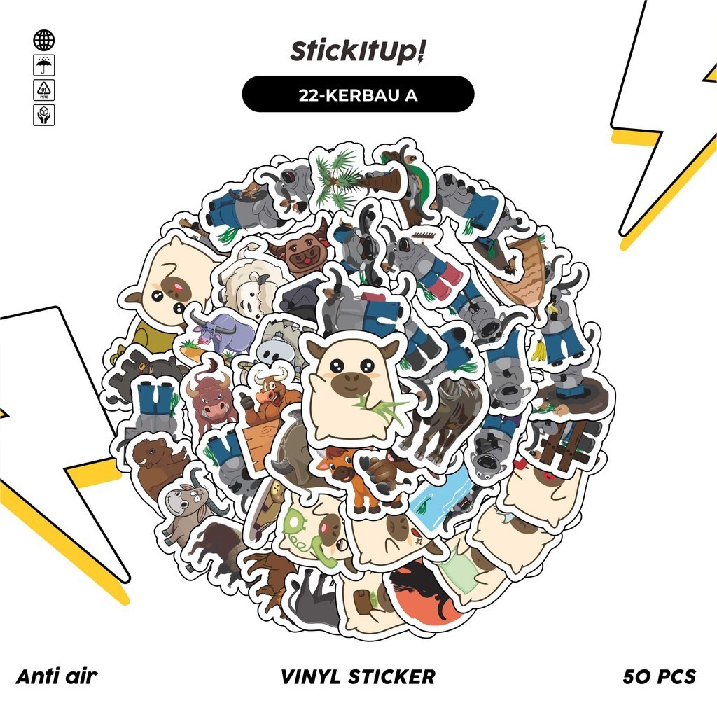 

COD✨ 50 Pcs Stiker Pack Graffiti Motif Kartun Hewan Kerbau Lucu Lucu Aesthetic Vynil Waterproof untuk Freebies Sticker Buku Journal Casing HP Laptop