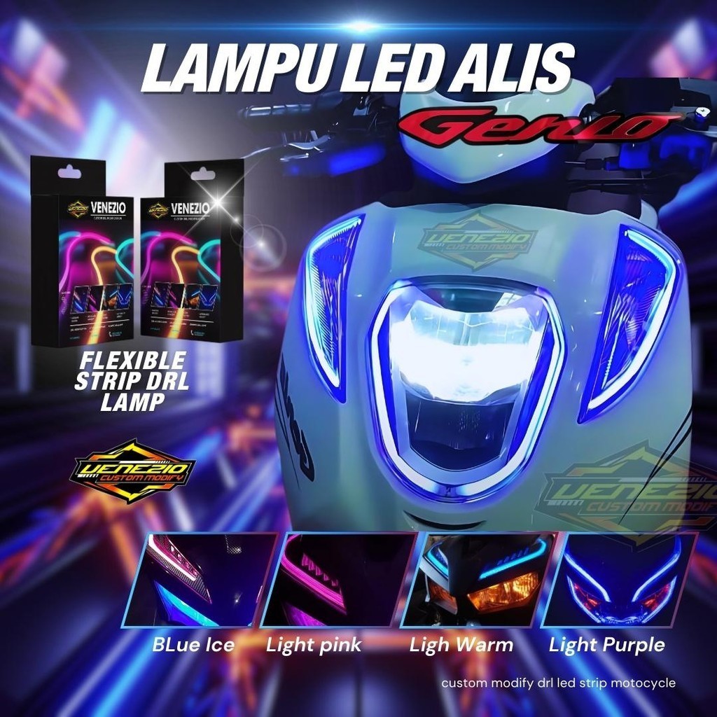 LAMPU ALIS DRL LED GENIO KANAN KIRI BONUS AKSESORIS MOTOR LAMPU VARIASI LIS LED GENIO 2019 2020 2021
