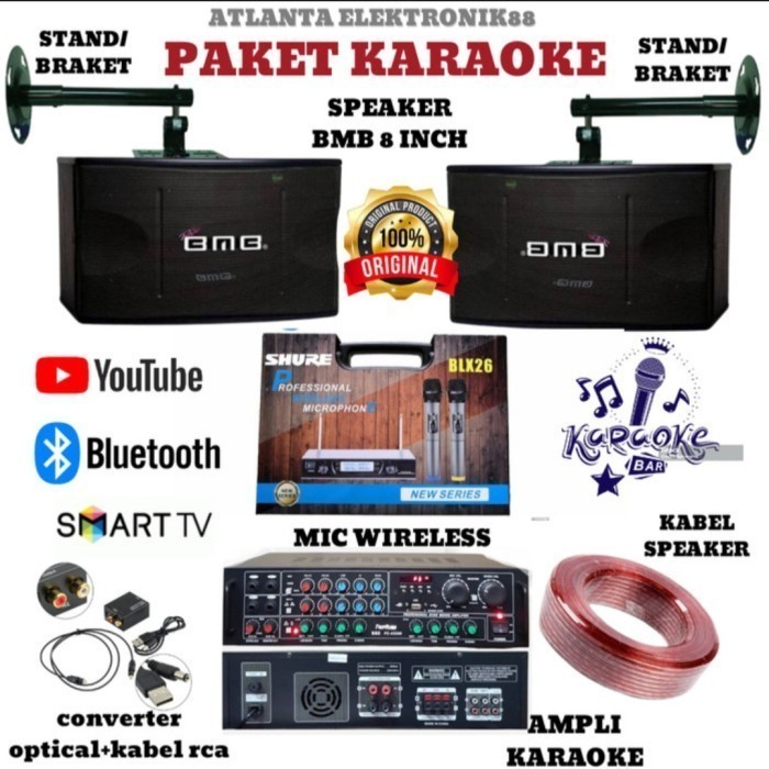 Promo Paket Sound System Karaoke BMB+Mic Wireless/Speaker BMB 8 inch+Amplifier