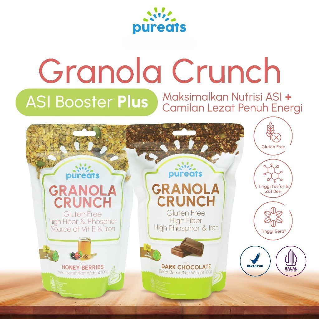 

Pureats Granola Crunch 100gr - ASI Booster Plus - Sereal Sarapan Sehat