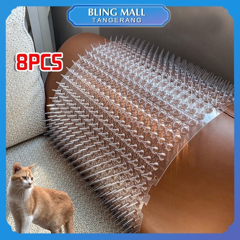 8PCS Duri Plastik Anti Kucing Spike Mat Paku PET Mengusir Hewan Kucing Untuk Sofa Tempat Tidur