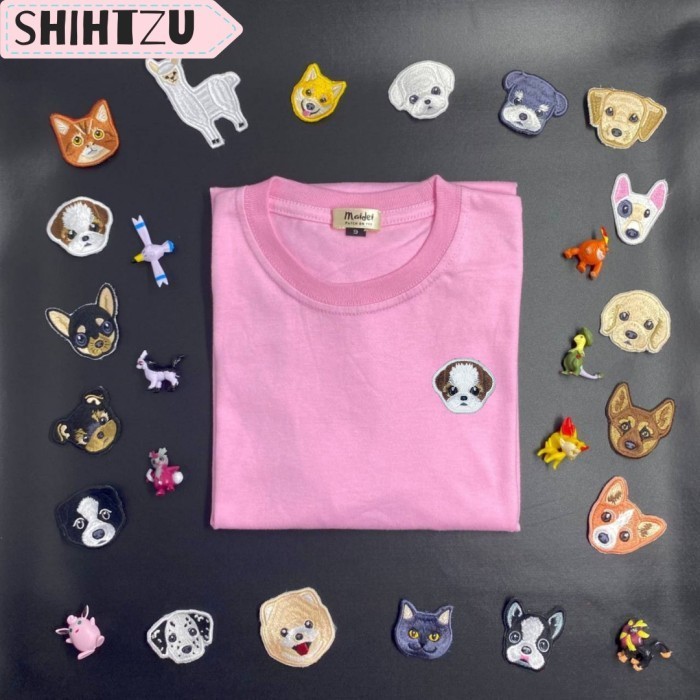 kaos anak lucu bordir anjing ShihTzu by Maidei (Patch dijahit)