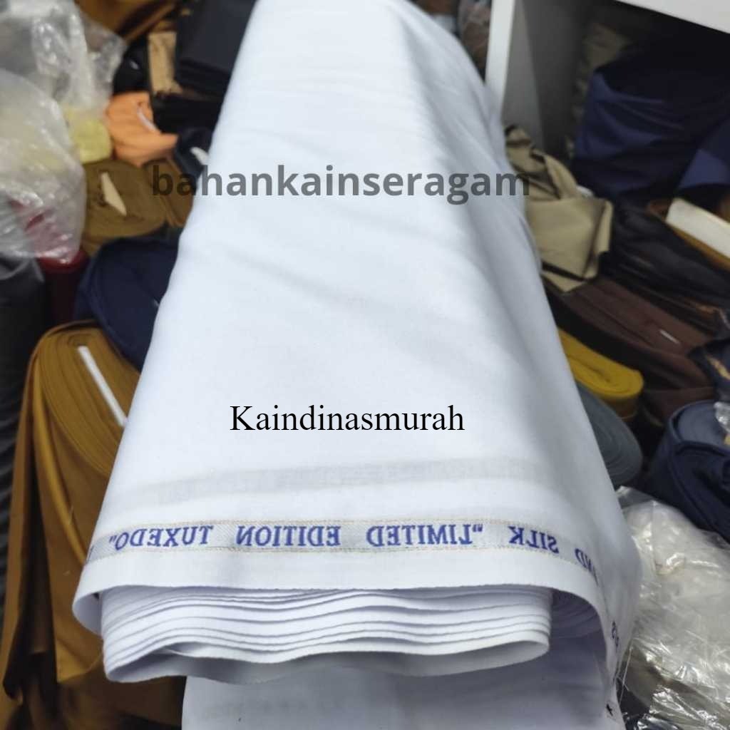 bahan kain putih premium semi wool asn pns katun