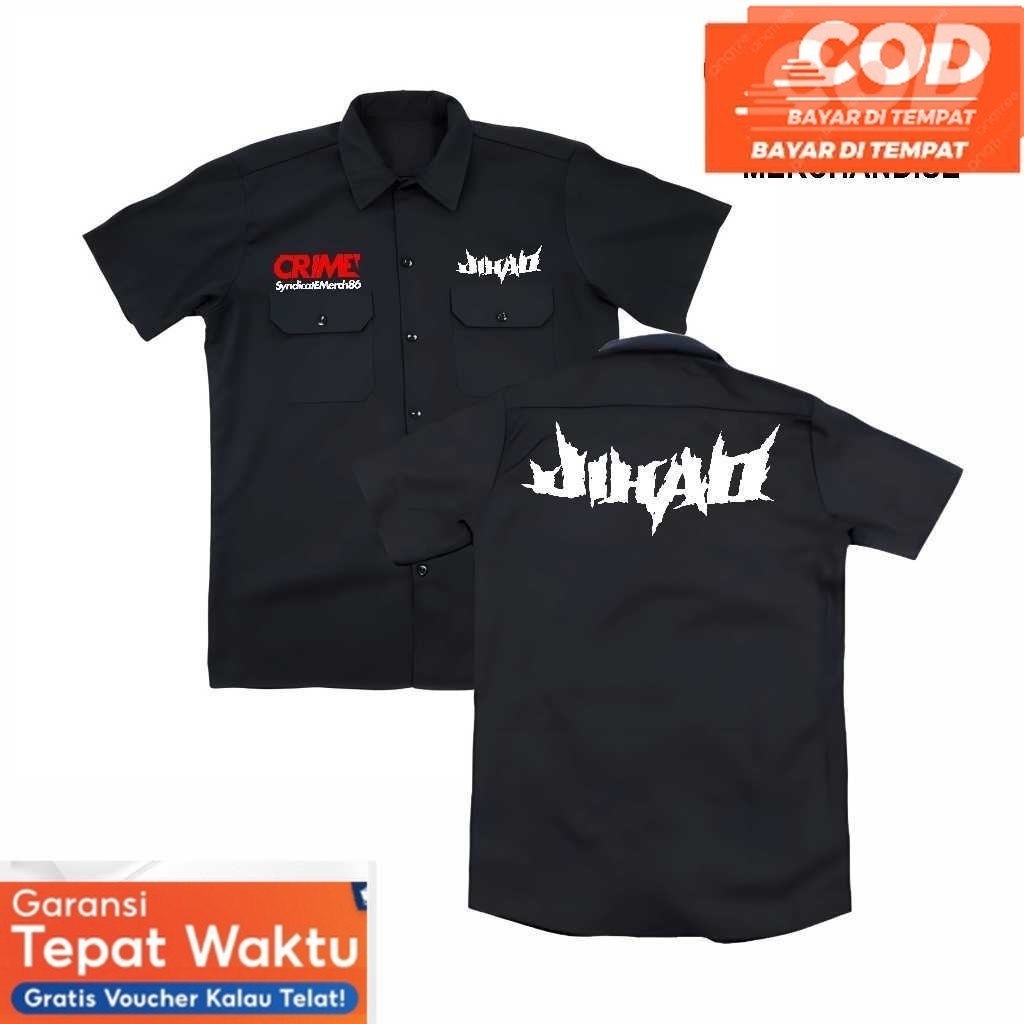 WORKSHIRT pendek band METAL JIHAD distro terbaru original - kemeja pendek casual BAND METAL original