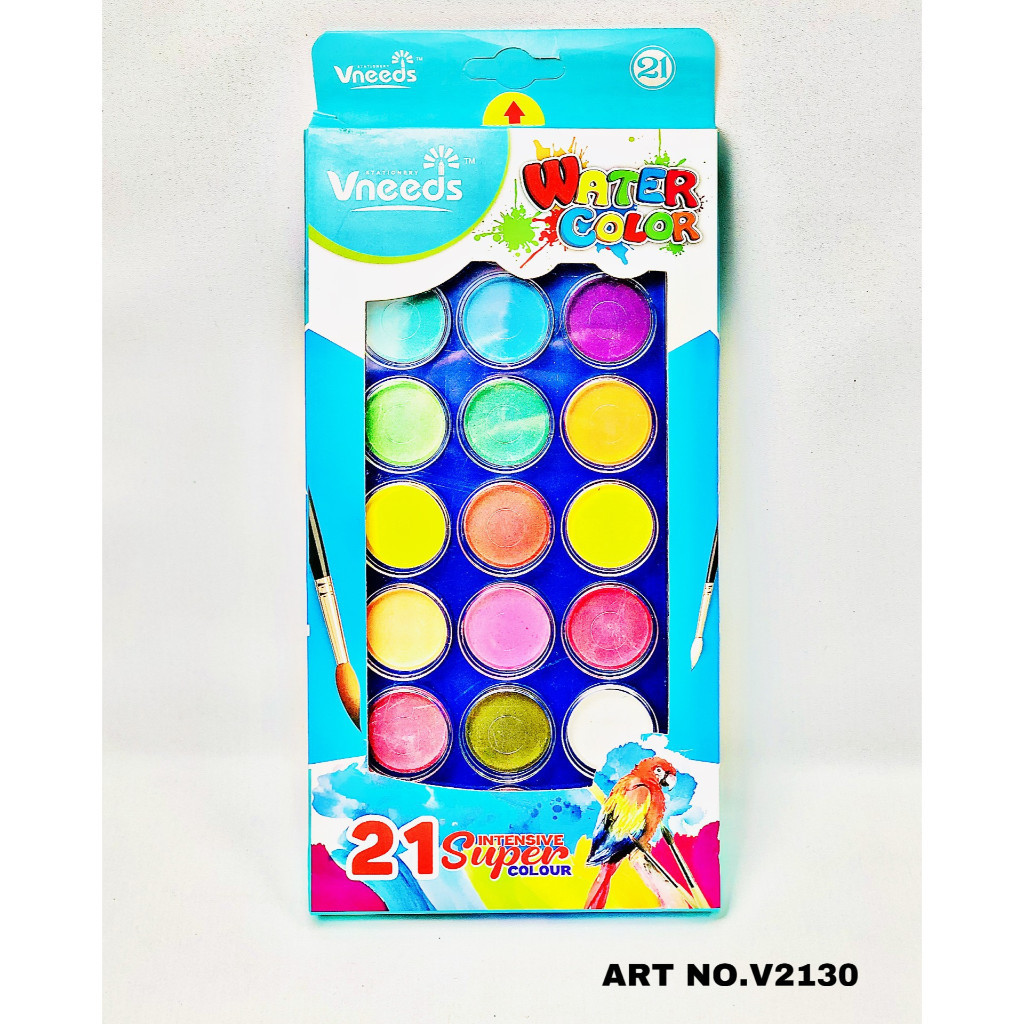 

Water Colour Impor Vneeds 21 Warna Intesive Super Colour 21 Color Vneeds #V2130 Cat Air Paint Cake Aquarelle + Kuas - SHESB