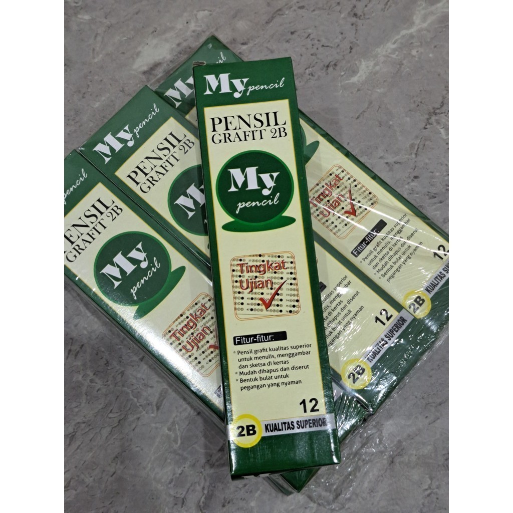 

J2 - 12pcs Pensil My Pencil 2B Hijau Pensil Serut Kayu