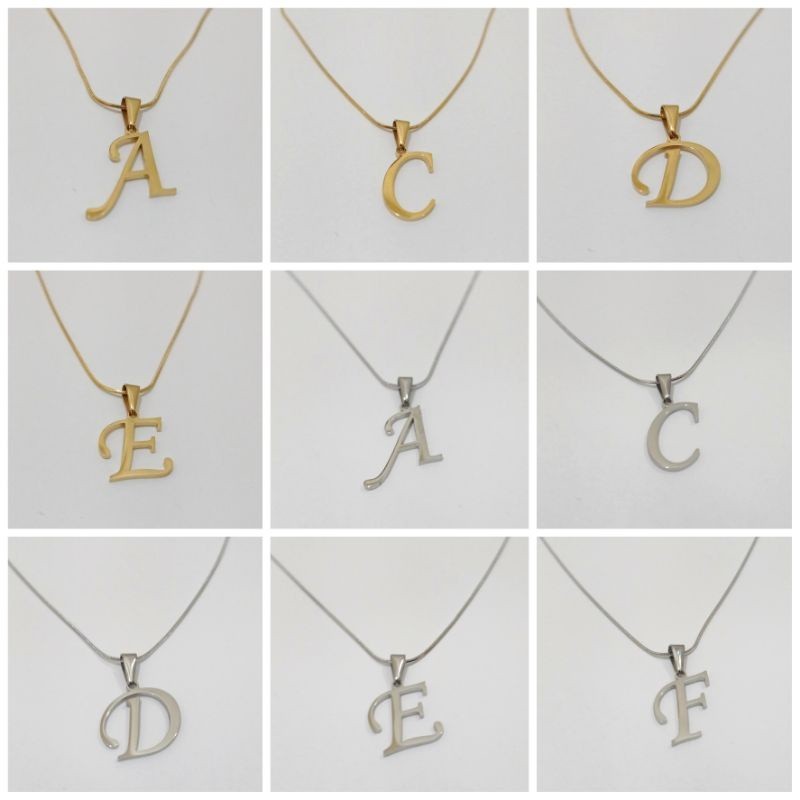 ScF Collection kalung huruf titanium / kalung alfabet anti karat & tidak luntur