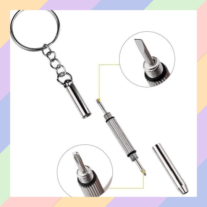 AL20 Gantungan Kunci Obeng Mini 3 in 1 Plus Minus Kecil Kaca Mata Kamera 05M6