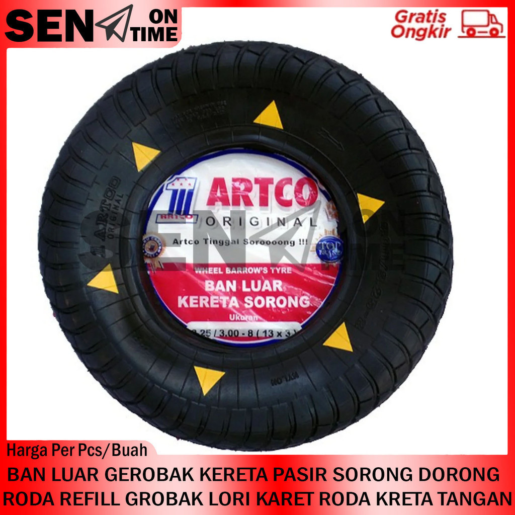 Ban Luar Gerobak Refill Kereta Pasir Sorong Lori Dorong Roda Grobak Karet Roli Pompa Angin Cor Bangu