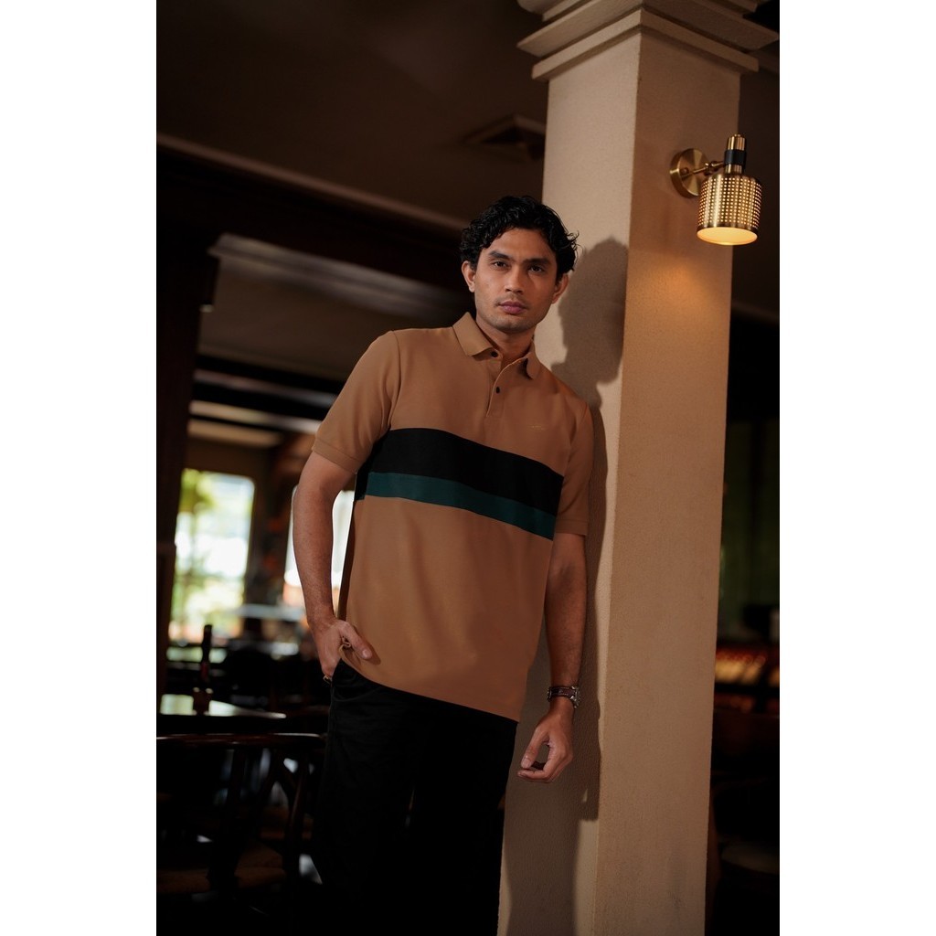 HL MEN Tri Color Polo - Almond