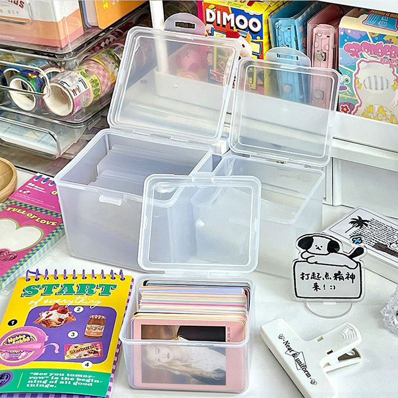 

Transparent Storage Card Box Kpop Photocards Holder Idol Card Storage Organizer Flip-Top Jewelry School Stationery Supplies Boxe