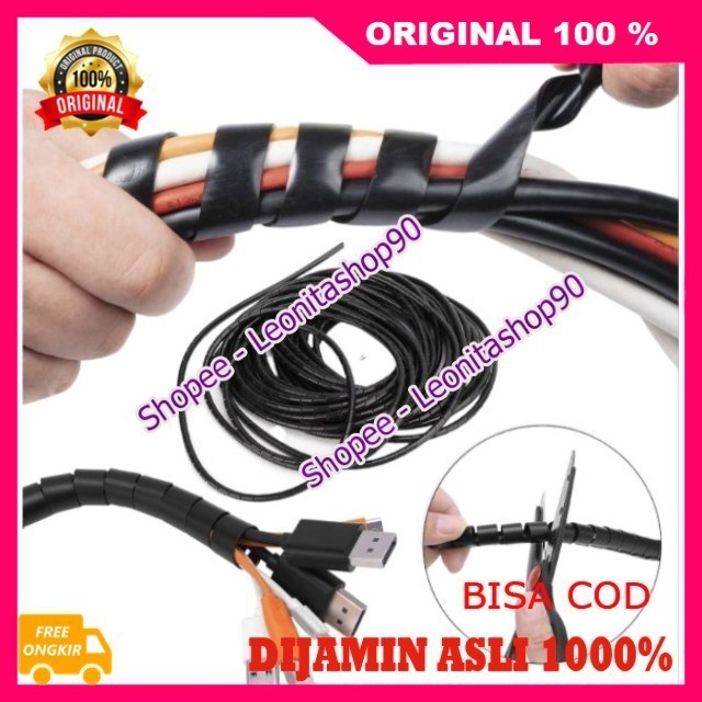 BELI 1 GRATIS 1 Spiral Pelindung Kabel Flexsible Spiral Pembungkus Pelindung Kabel Listrik 100% ASLI