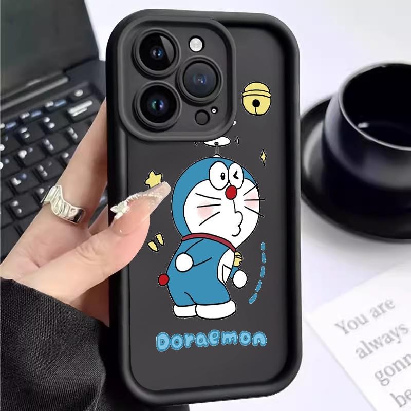 Pro Camera Case For iPhone XR X XS 11 11 Pro Max 13 Soft Shockproof Kartun Doraemon Cream Silicone H