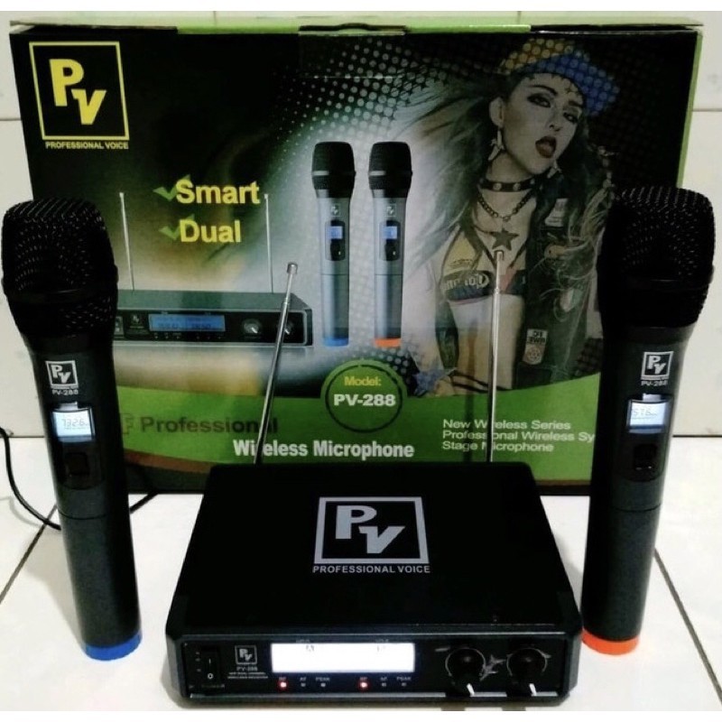 Microphone Wireless PV 288 PV-288 PV288 UHF Professional Mic