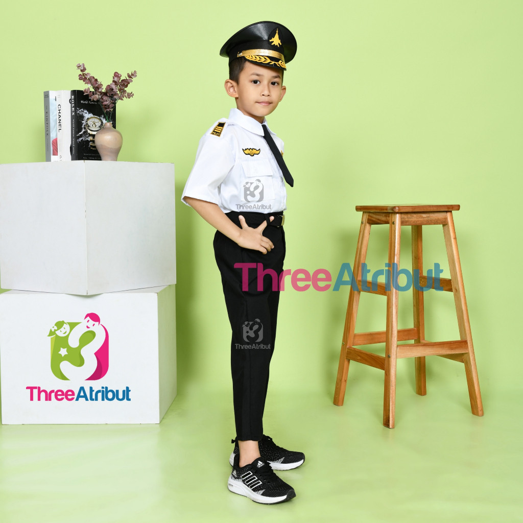 AF51PA Baju Pilot Anak Laki Laki Perempuan Seragam Profesi Anak Kostum Premium