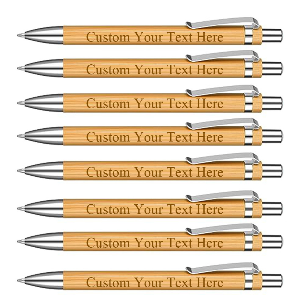 

Custom Logo Bamboo Pen Personalized Ballpoint Pens Wedding Gift Favors For Guest Baby Shower Decoration Baptism Party Pen