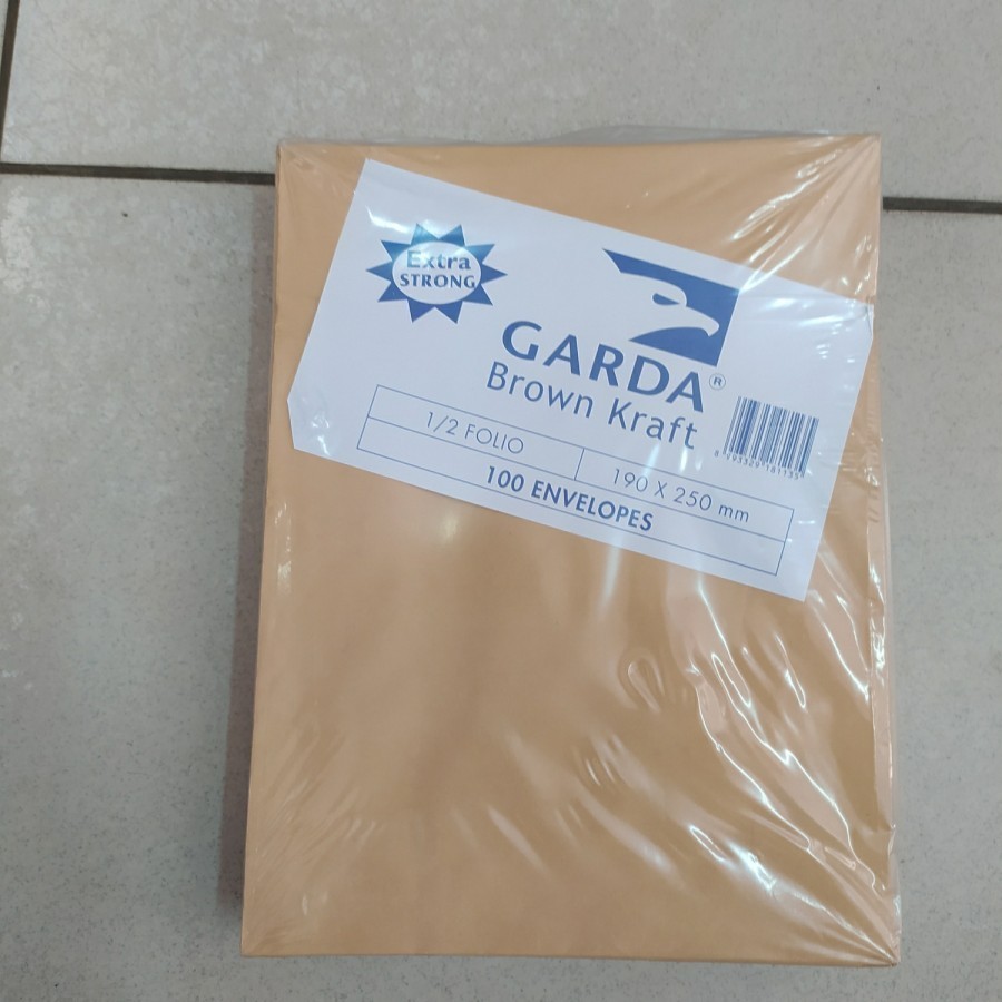 

Amplop Coklat 1/2 Folio Garda (190 x 250 mm) Brown Kraf isi 100 lembar