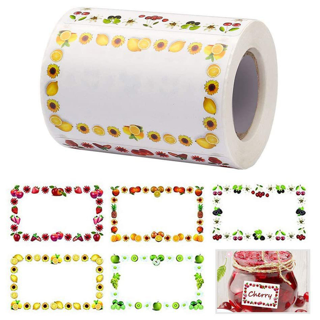 

Jam Jar Labels 300 Easy Peel Food Stickers - 6 Unique Designs Strong Decorative Adhesive Labels 65mm x 40mm