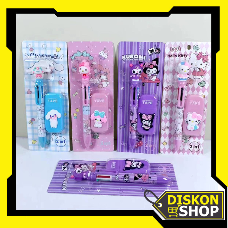 

Diskon Shop - S6341 Set Alat Tulis 2 in 1 / Alat Tulis Pena & Korektor / Set Pulpen 6 Warna dan Korektor