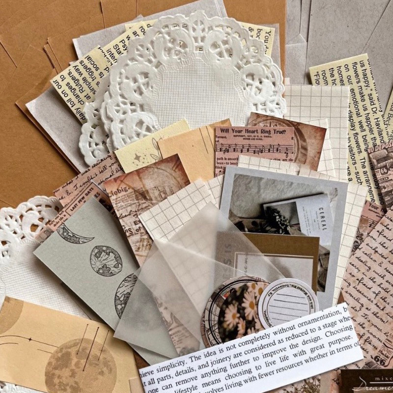 Journamm.id 46pcs JOURNAL KIT SCRAPBOOK VINTAGE jurnal kit bujo penpal dekorasi scrapbook diary note