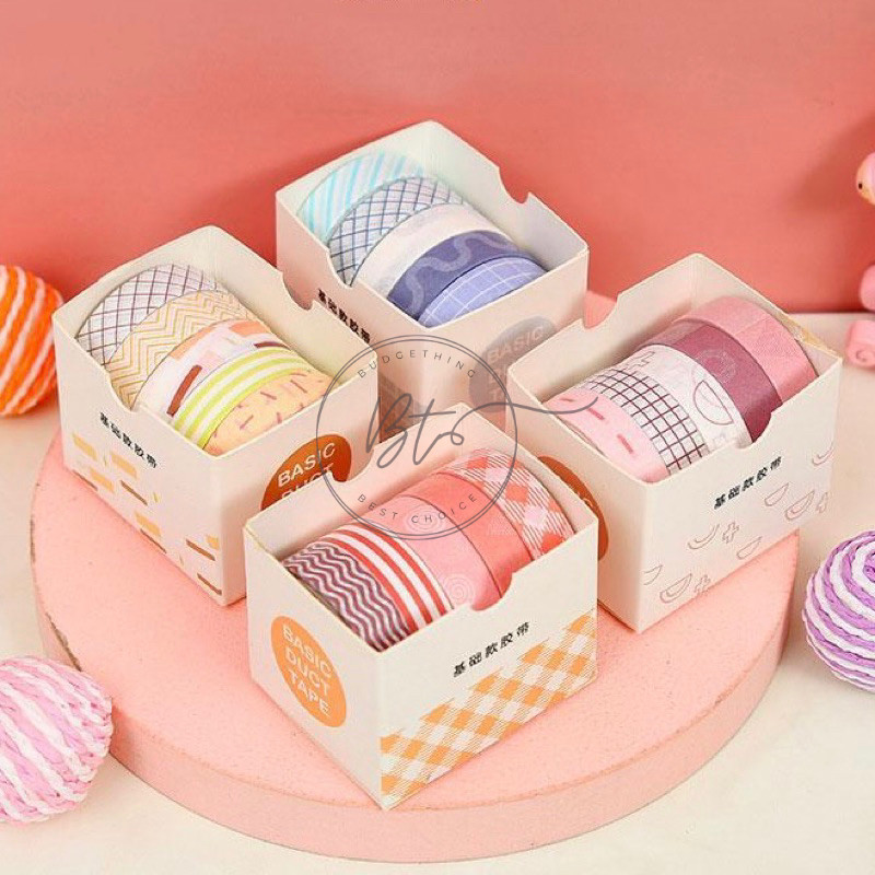 

Journamm.id Masking Tape Set 5pcs Essential Collection Isi 5 Selotip Bahan Kertas Washi Warna Warni