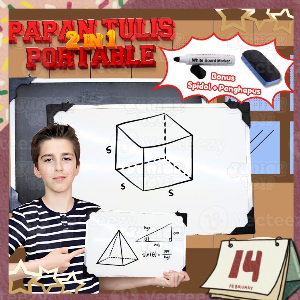 

Papan Tulis Anak Whiteboard 2in1 Ukuran Mini Portable Mudah Dibawa Bonus Spidol Penghapus
