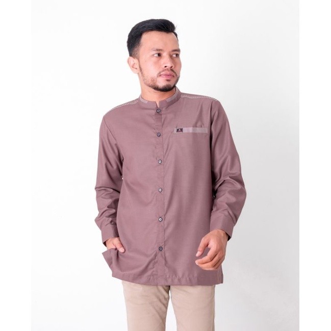 AMEENAH Kemeja Koko Pria Lengan Panjang Dusty purple