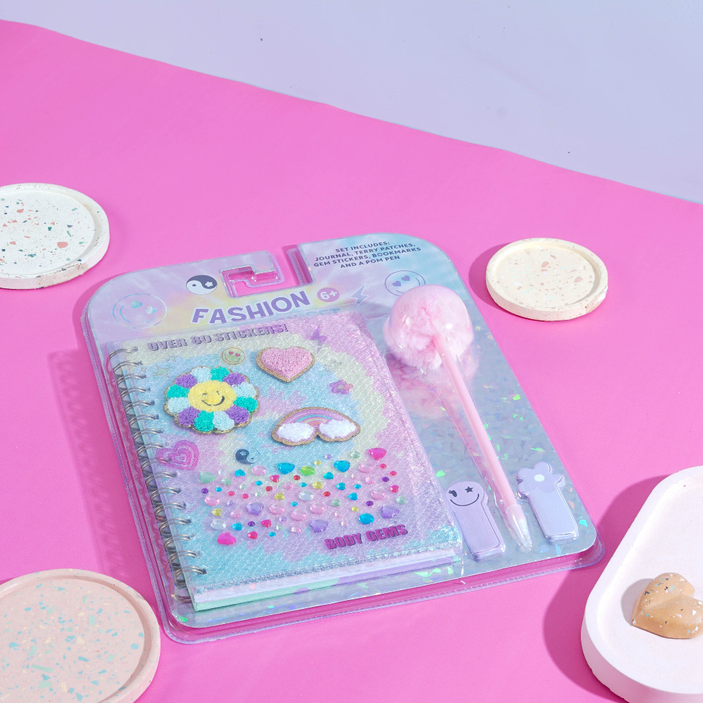 Notebook Bulu Diary Set Stiker Buku Tulis Anak Lucu Stationery Set