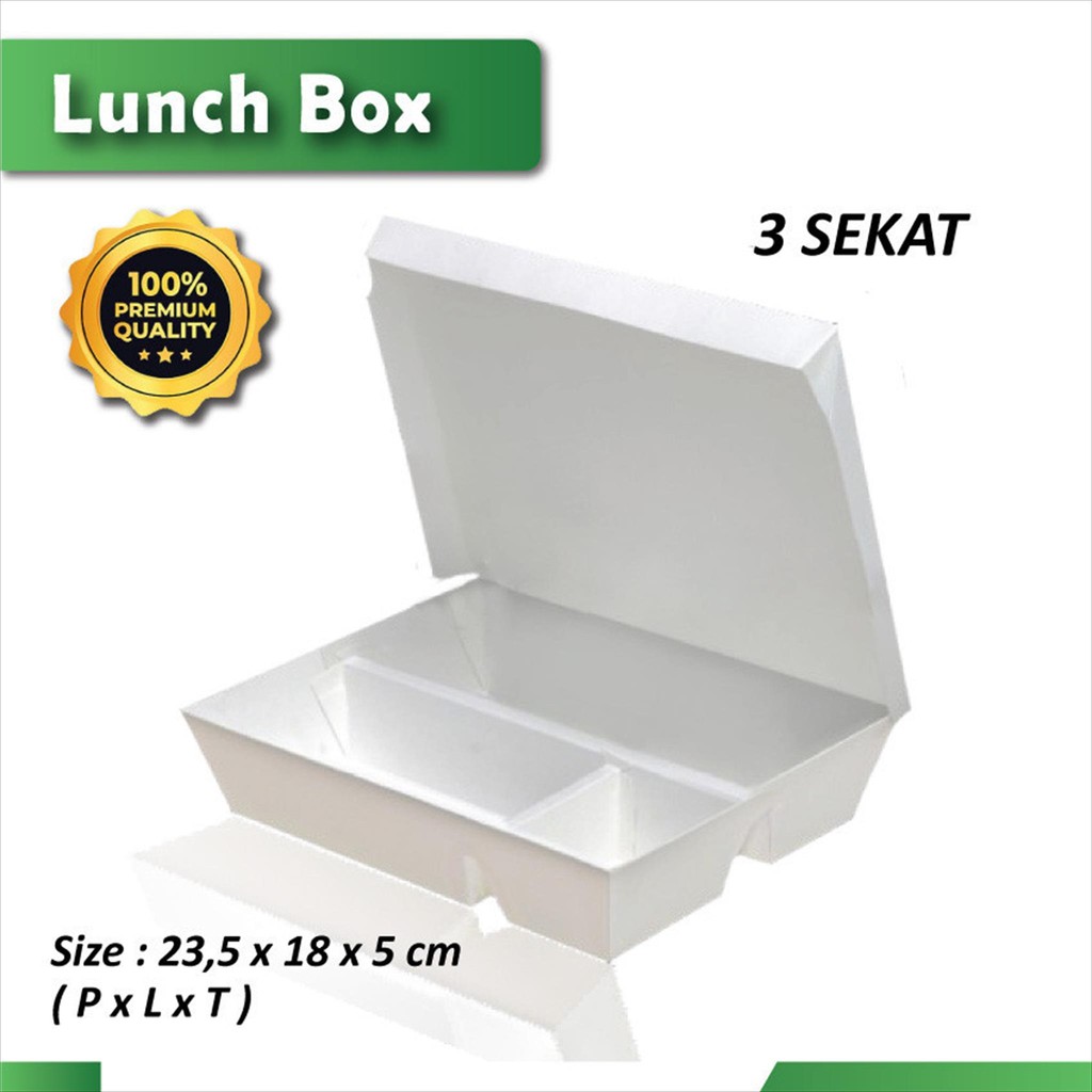 Paper Lunch Box SEKAT 3 - Lunch Box Paper -  Kotak Bento Sekat 3 (20pcs)
