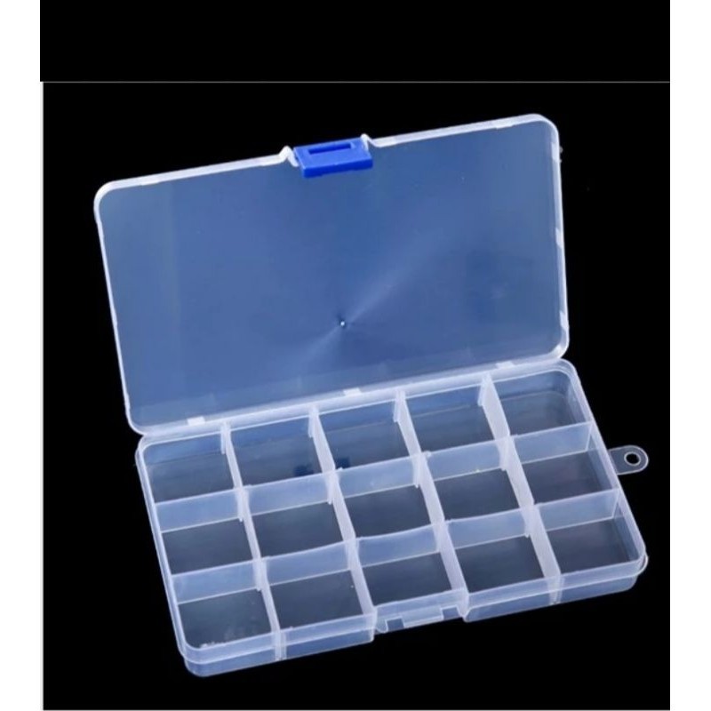 Sekat Bisa Dilepas | Kotak Penyimpanan Manik - Manik Box Plastik 15 Sekat Manik Import Murah By Muti