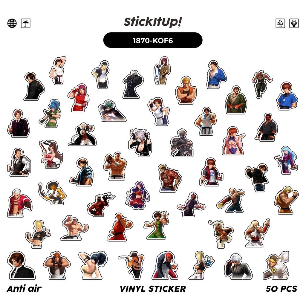 

COD✨ 50 Pcs Stiker K1NG OF FIGHTER CHAR MIX 06 Lucu Anti Air Untuk Dekorasi Notebook Sepeda Skateboard Handphone DIY