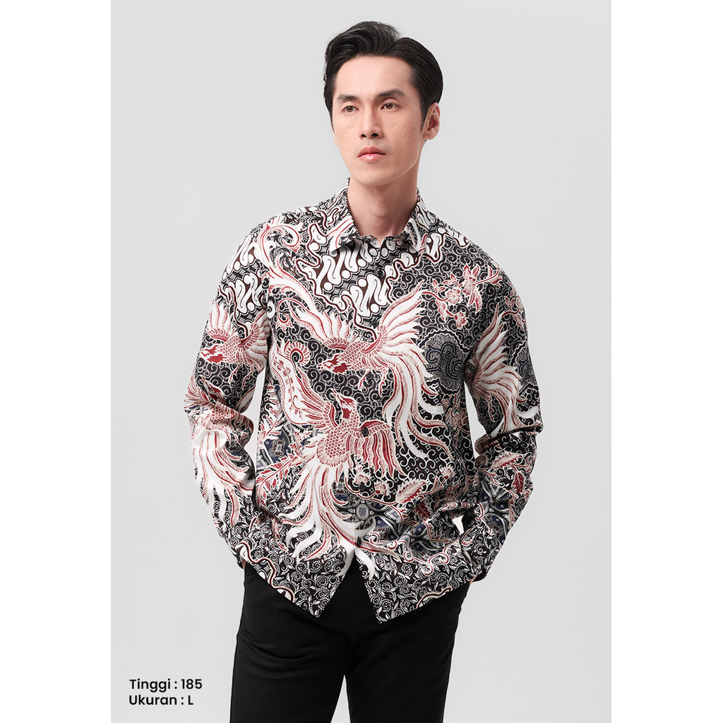 MANZONE - Kemeja Batik Lengan Panjang Pradikta  Modern Fit -  Black