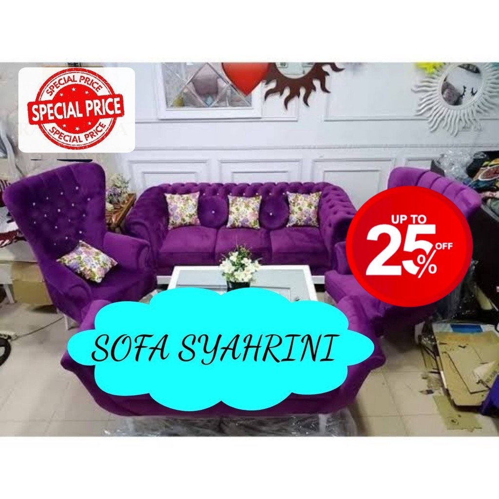 Sofa/Kursi Syahrini dudukan 211 Kain Bludru Tanpa Meja