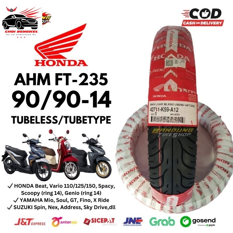 BAN HONDA 90/90-14 TUBELESS TUBETYPE FEDERAL FT 235 BELAKANG AHM ORIGINAL MATIC BEAT VARIO TUBLES K5
