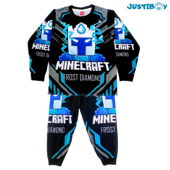 Piyama Anak Motif Game Minecraft / Baju Tidur Anak Frost Diamond - Frost Diamond, Size 6