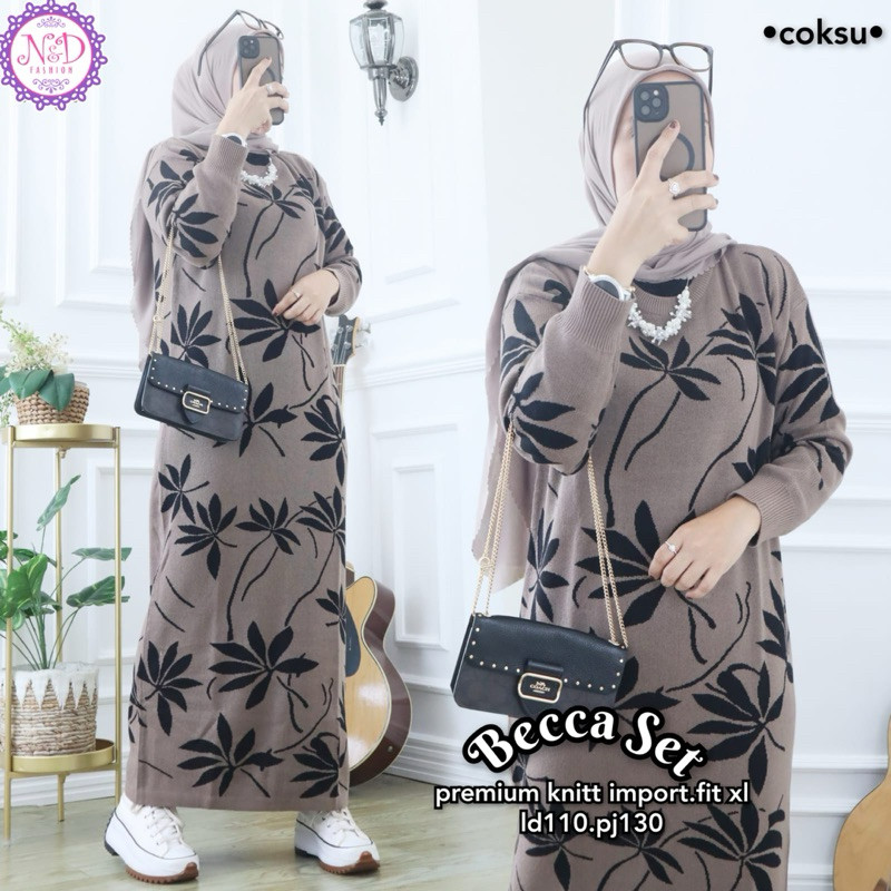 TokoMilkan Becca Gamis Rajutan Wanita | Gamis Rajut Premium Tebal Halus