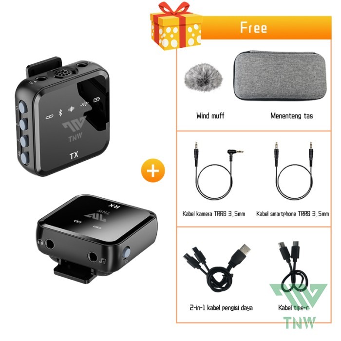 TNW-N9/N8 Wireless Microphone Mic Wireless Clip on Mikrofon Youtuber - 1Receiver 1Mic