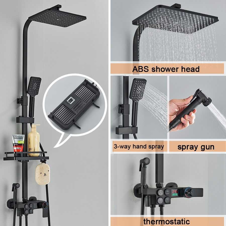 SAFLIHCAR Set Shower Mandi 3 Way Hand Spray Gun Thermostatic Display - 4DT | Perlengkapan Kamar Mand
