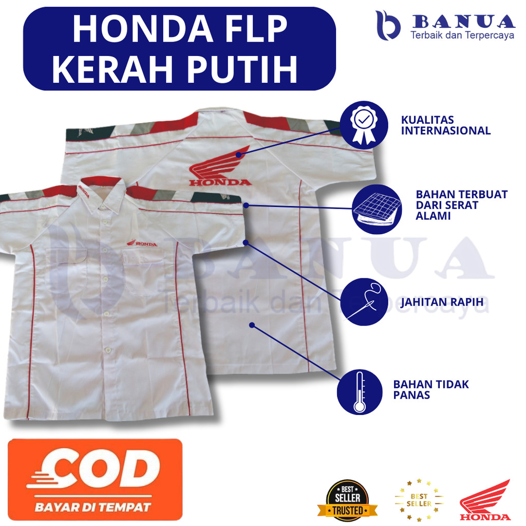 Seragam Honda FLP  Kerah Putih Pria | Frontdesk | Seragam Honda | Seragam AHASS I Baju Honda