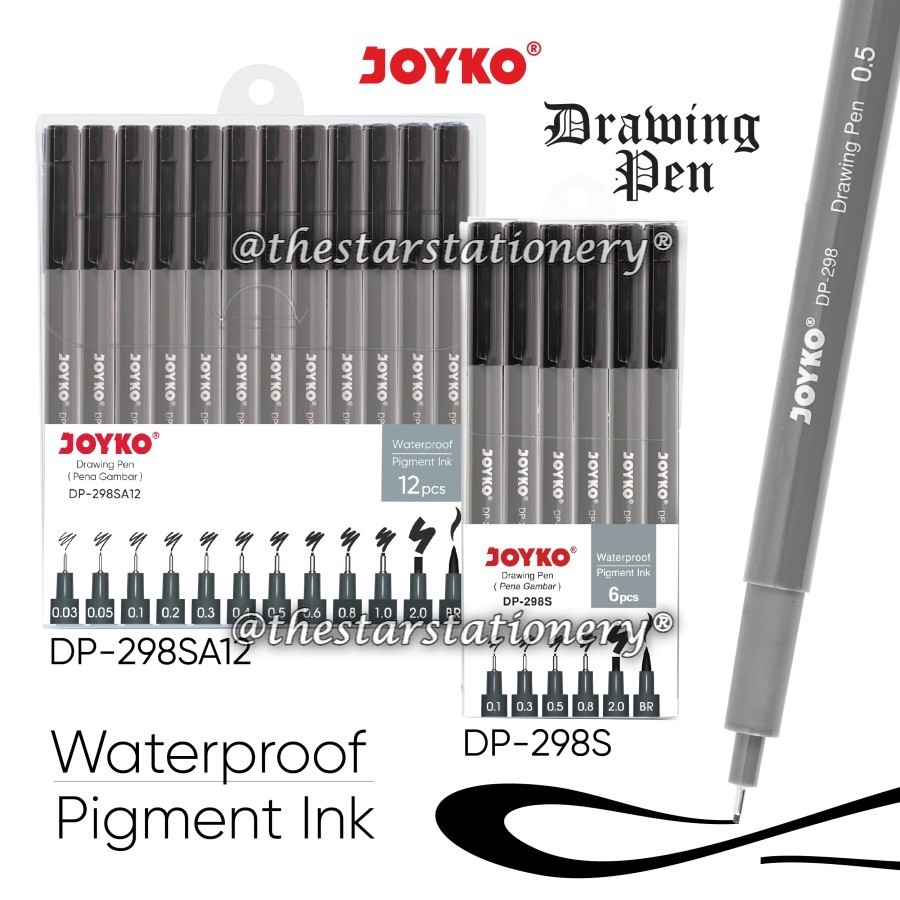 

(1 Set) Drawing Pen Joyko DP-298SA12 12 Tip / Pena Gambar Joyko DP-298S 6 Tip / Joyko DP-298S-059C