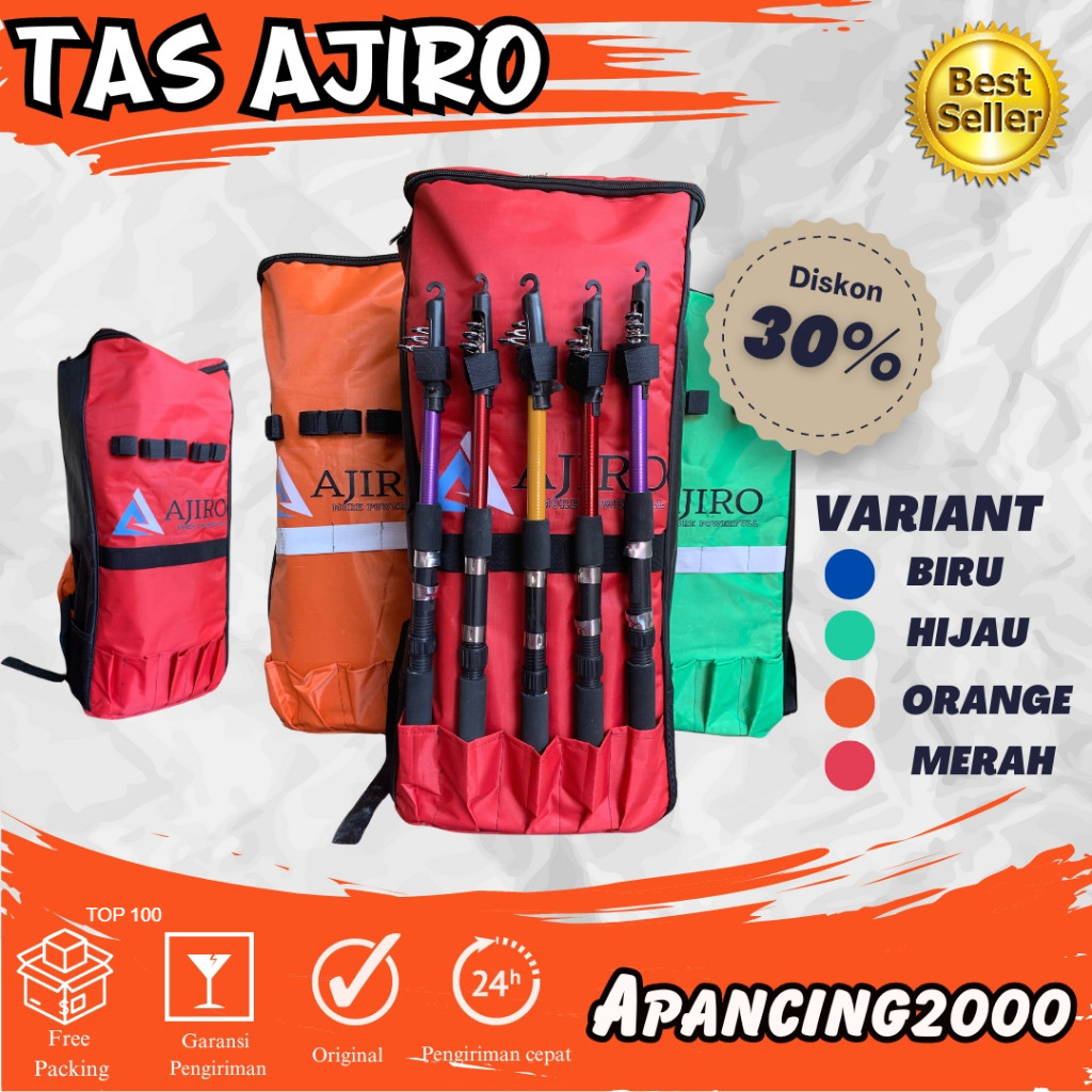 Tas Mancing Ransel Pancing AJIRO murah Bahan Anti air Semi parasut ukuran Besar COD