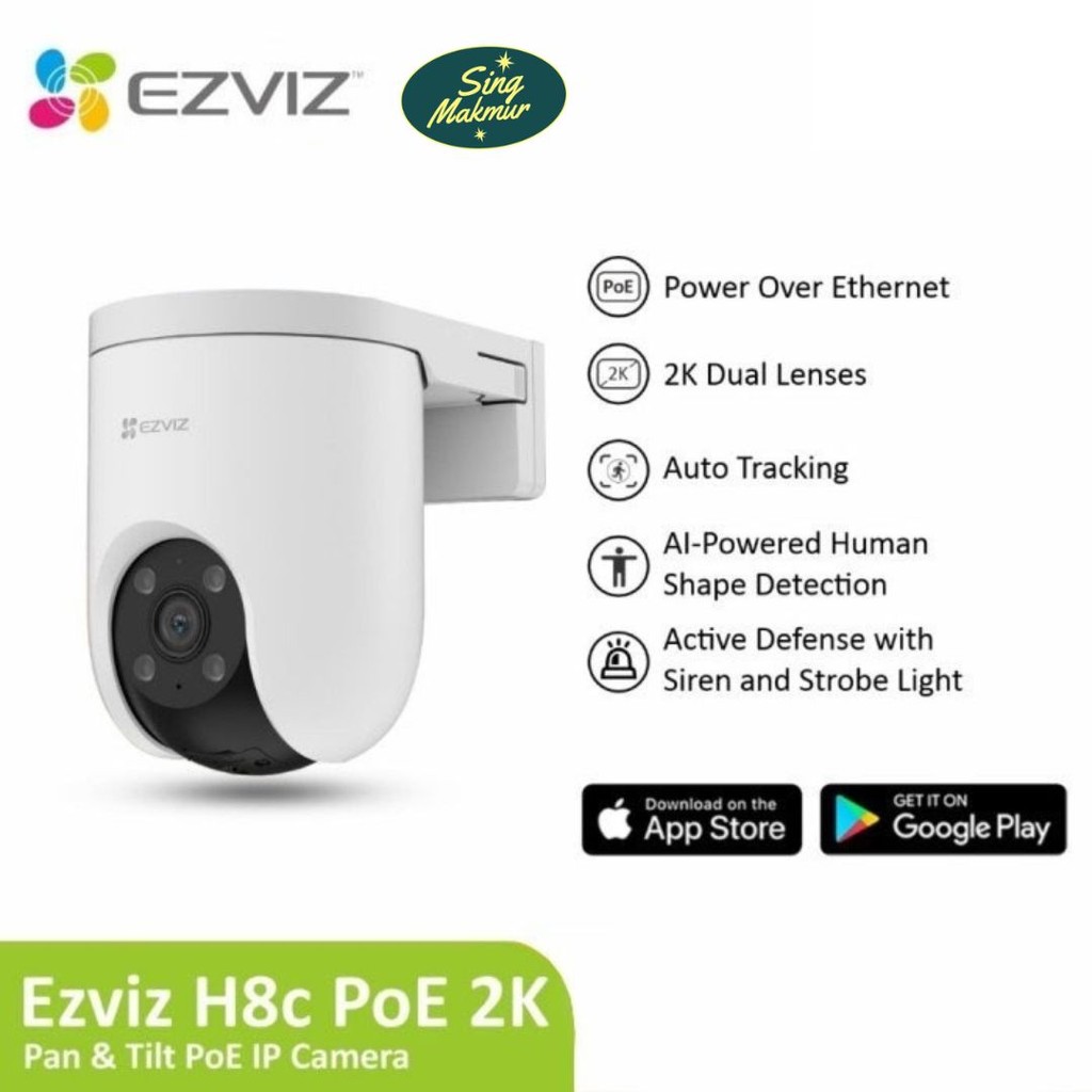 EZVIZ H8c PoE 2K 3MP H.265 Pan & Tilt PoE IP Camera