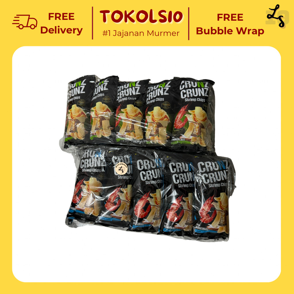

Crunz Crunz Shrimp Chips Keripik Udang Rasa Original/Rumput Laut 22gr