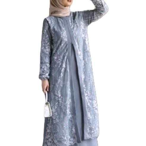 Gamis kondangan wanita Amanda dress ceruty baby doll mix brukat gamis pesta muslim