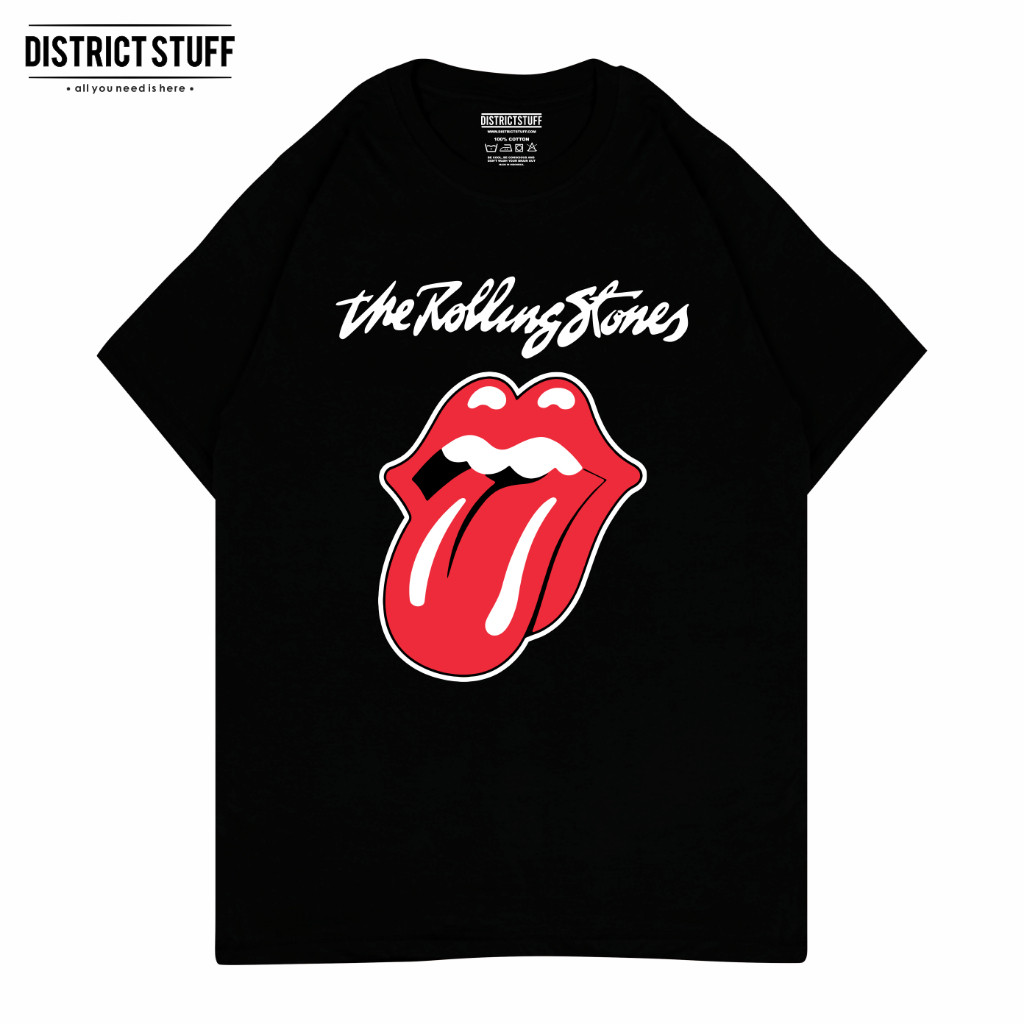 Kaos Band Rolling Stone Mouth Tshirt Oversize Vintage Pria Wanita