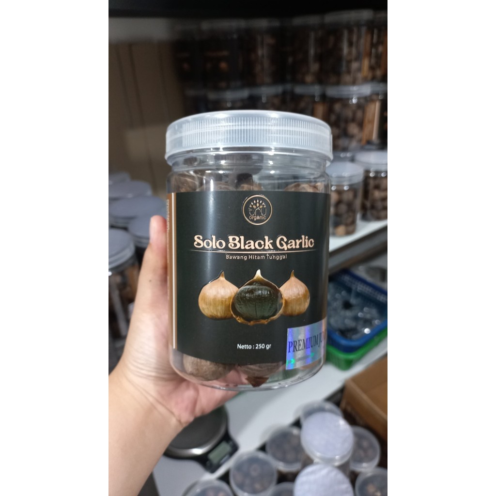 

BLACK GARLIC PREMIUM REGULAR BPPT / TRU ORGANIC BLACK GARLIC BAWANG HITAM TUNGGAL 250 GR